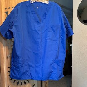 Blue V-Neck Scrub Top